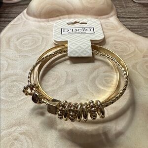 Bracelet textured Gold set of three